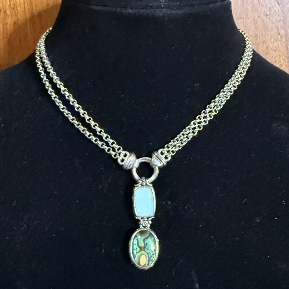 VTG Cookie Lee Silver Tone Double Strand Y-Drop Filigree Pendant Necklace